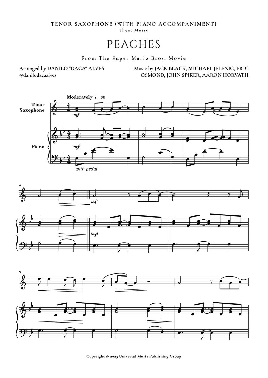 Peaches Tenor Saxophone scores gallery preview page 1