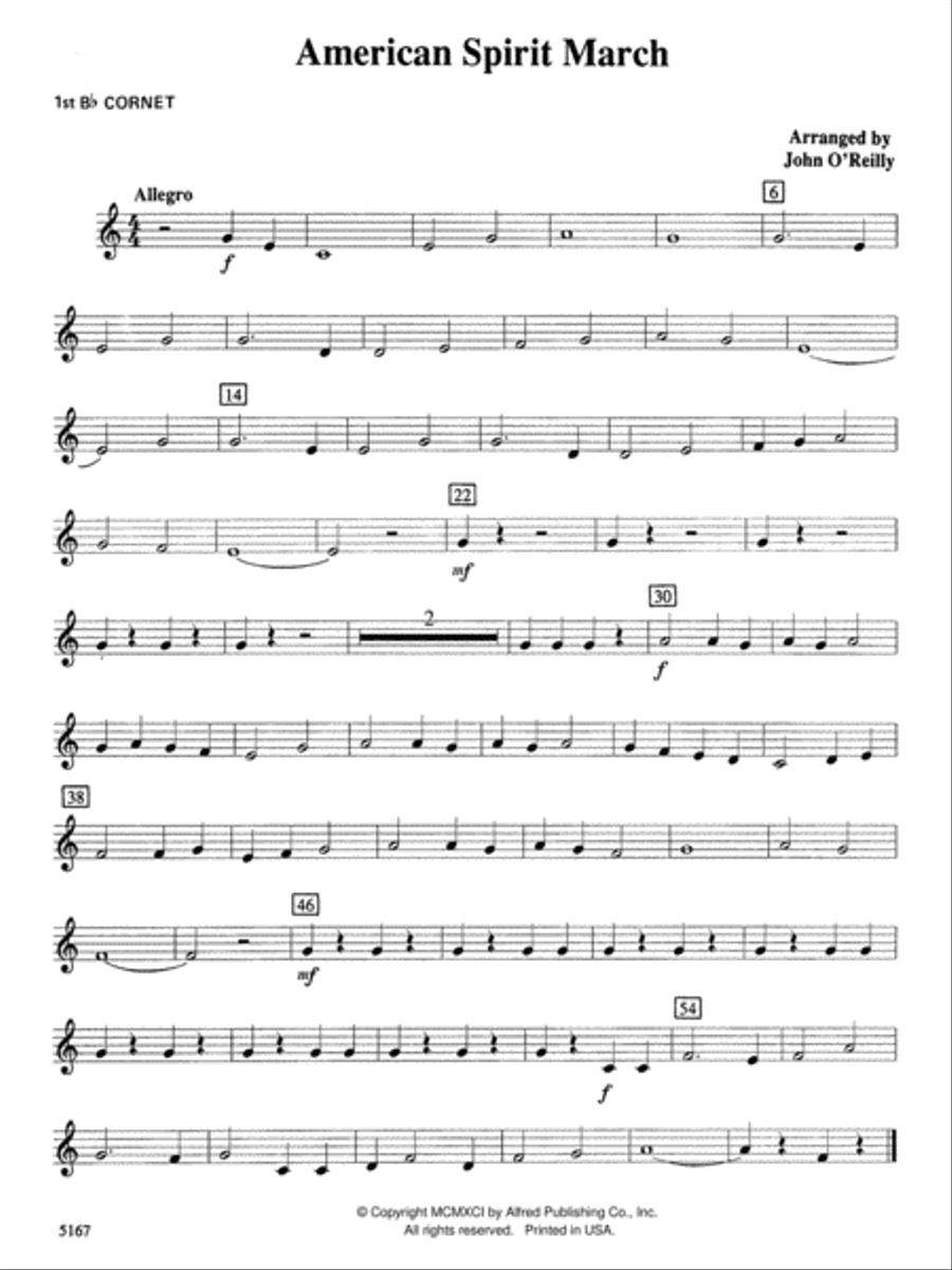 American Spirit March: 1st B-flat Cornet Concert Band scores gallery preview page 1