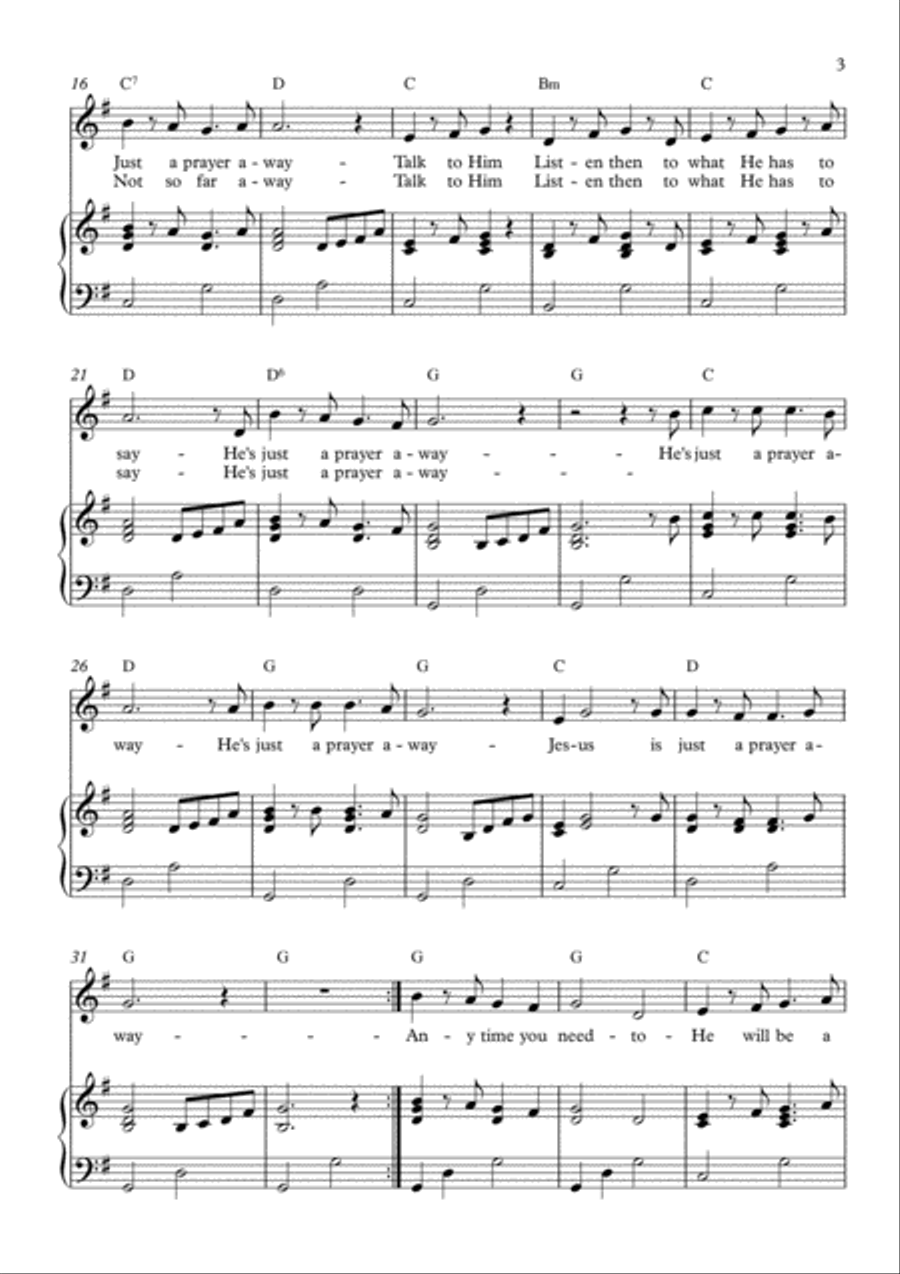He's Just a Prayer Away Voice scores gallery preview page 3