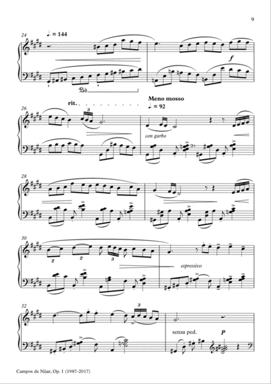 Campos de Níjar, Op.1 - II. La Fuensanta ('Al mediodía') (2017) Piano Solo scores gallery preview page 4