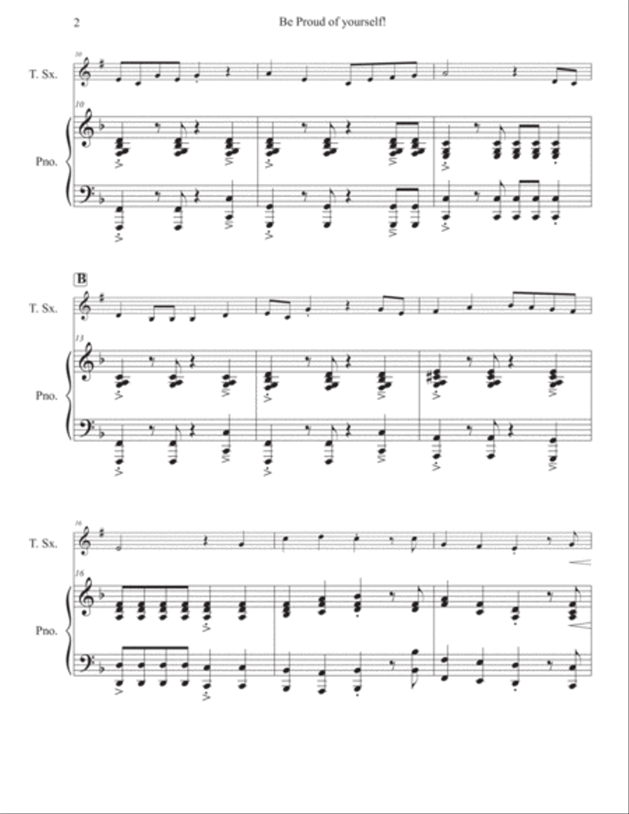 Be Proud of Yourself! for Tenor Saxophone and Piano Tenor Saxophone scores gallery preview page 3
