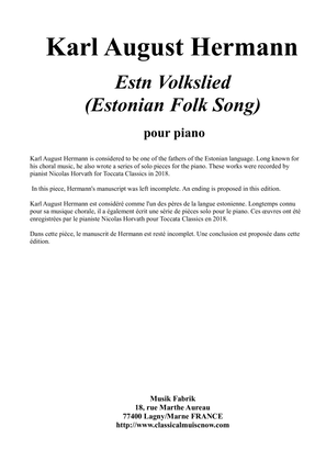 Karl August Hermann : Eetn Volkslied (Estonian Folksong) for piano