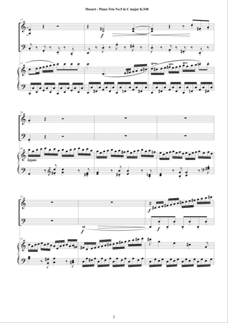 Mozart - Piano Trio No.5 in C major K.548 for Violin, Cello