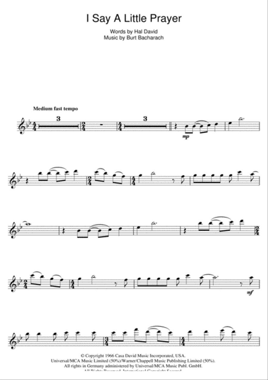 I Say A Little Prayer Flute Solo scores gallery preview page 1