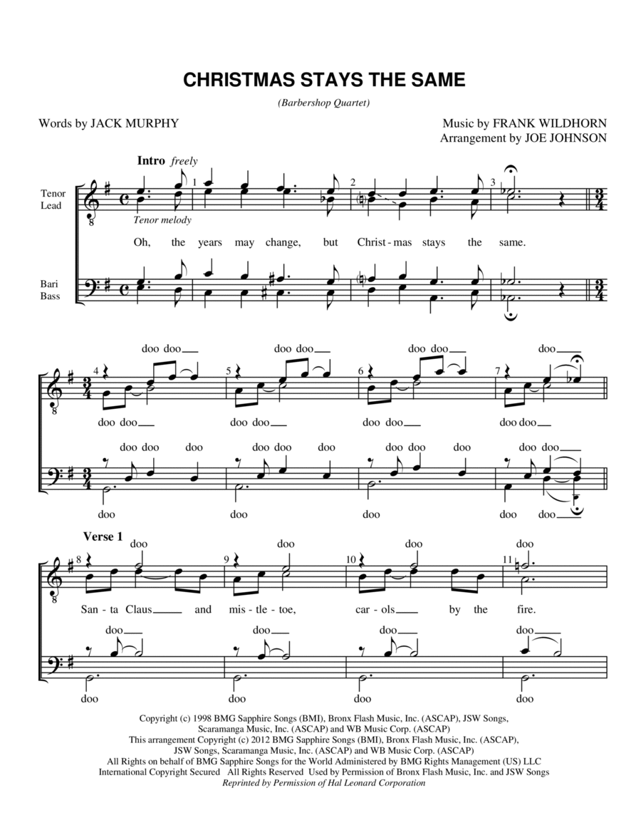 Christmas Stays The Same Christmas Stays The Same TTBB scores gallery preview page 1