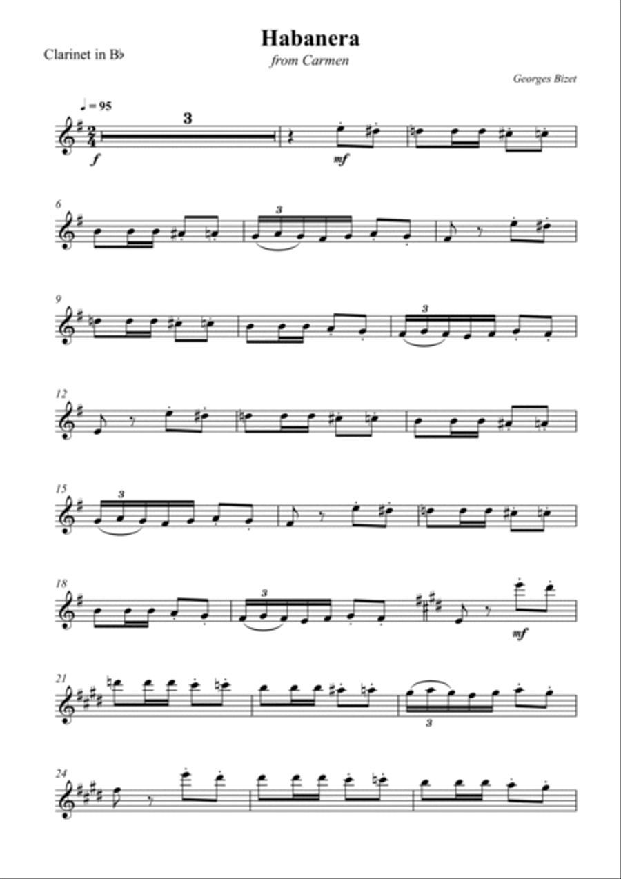 Habanera (from Carmen) B-Flat Clarinet scores gallery preview page 6