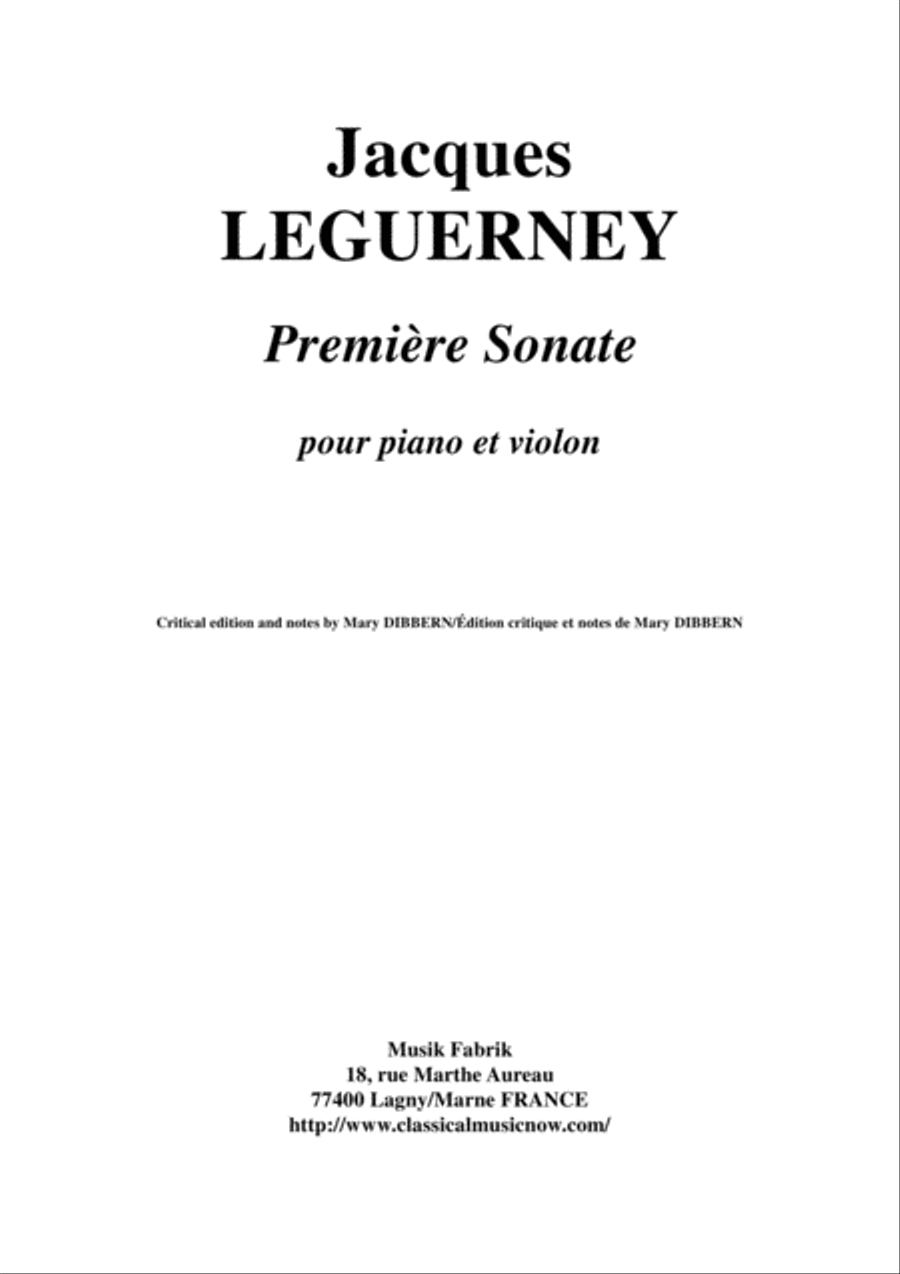 Jacques Leguerney: Première Sonate for piano and violin Violin Solo scores gallery preview page 1