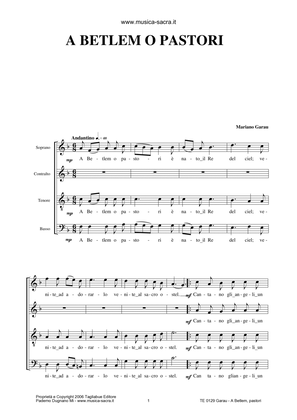 A BETLEM PASTORI - Mariano Garau - For SATB Choir