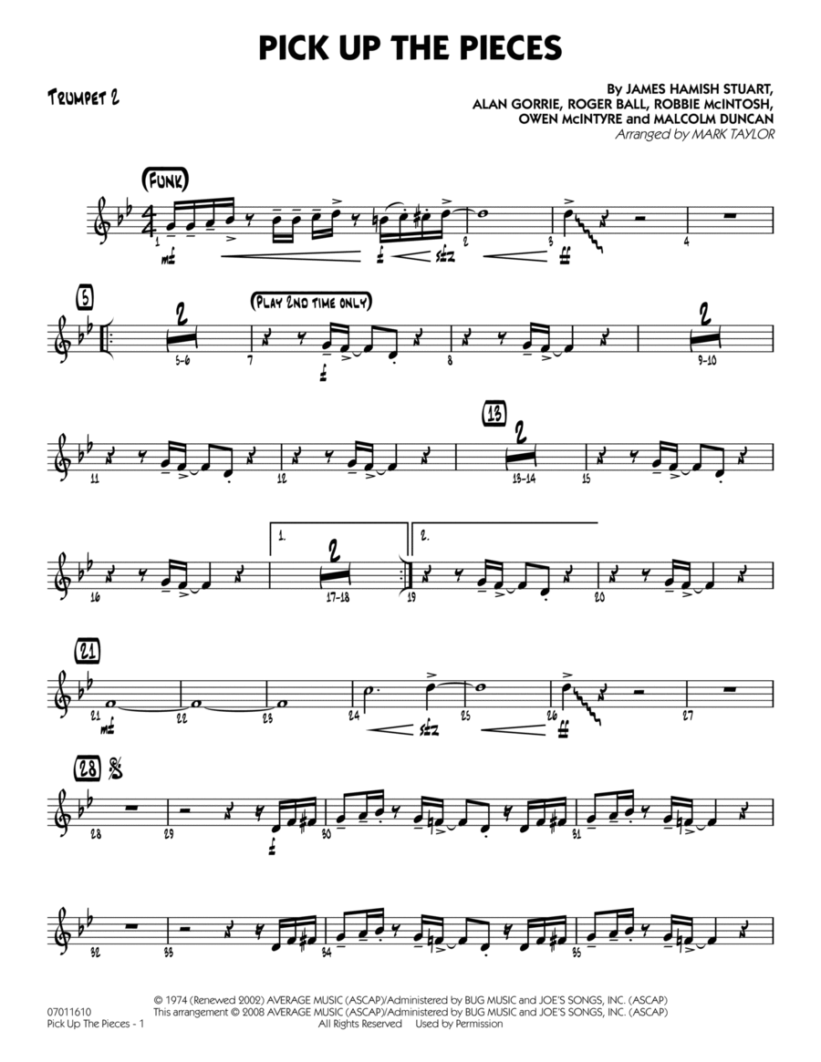 Pick up the Pieces - Trumpet 2 Trumpet scores gallery preview page 1