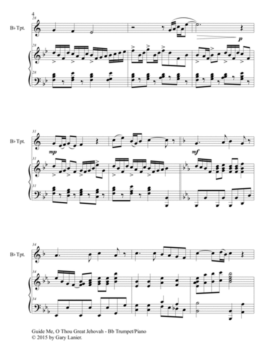 GUIDE ME, O THOU GREAT JEHOVAH (Duet – Bb Trumpet and Piano/Score and Parts) image number null