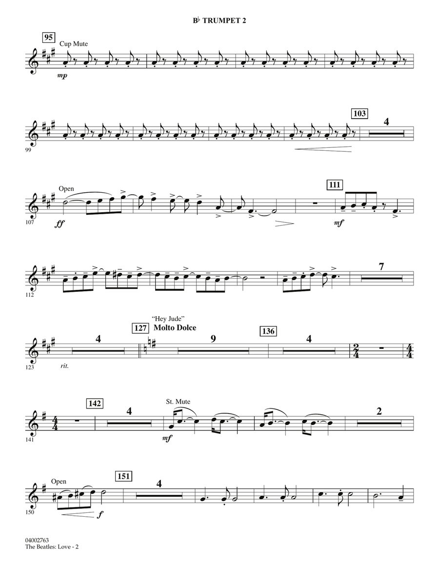 The Beatles: Love - Bb Trumpet 2 Concert Band scores gallery preview page 2