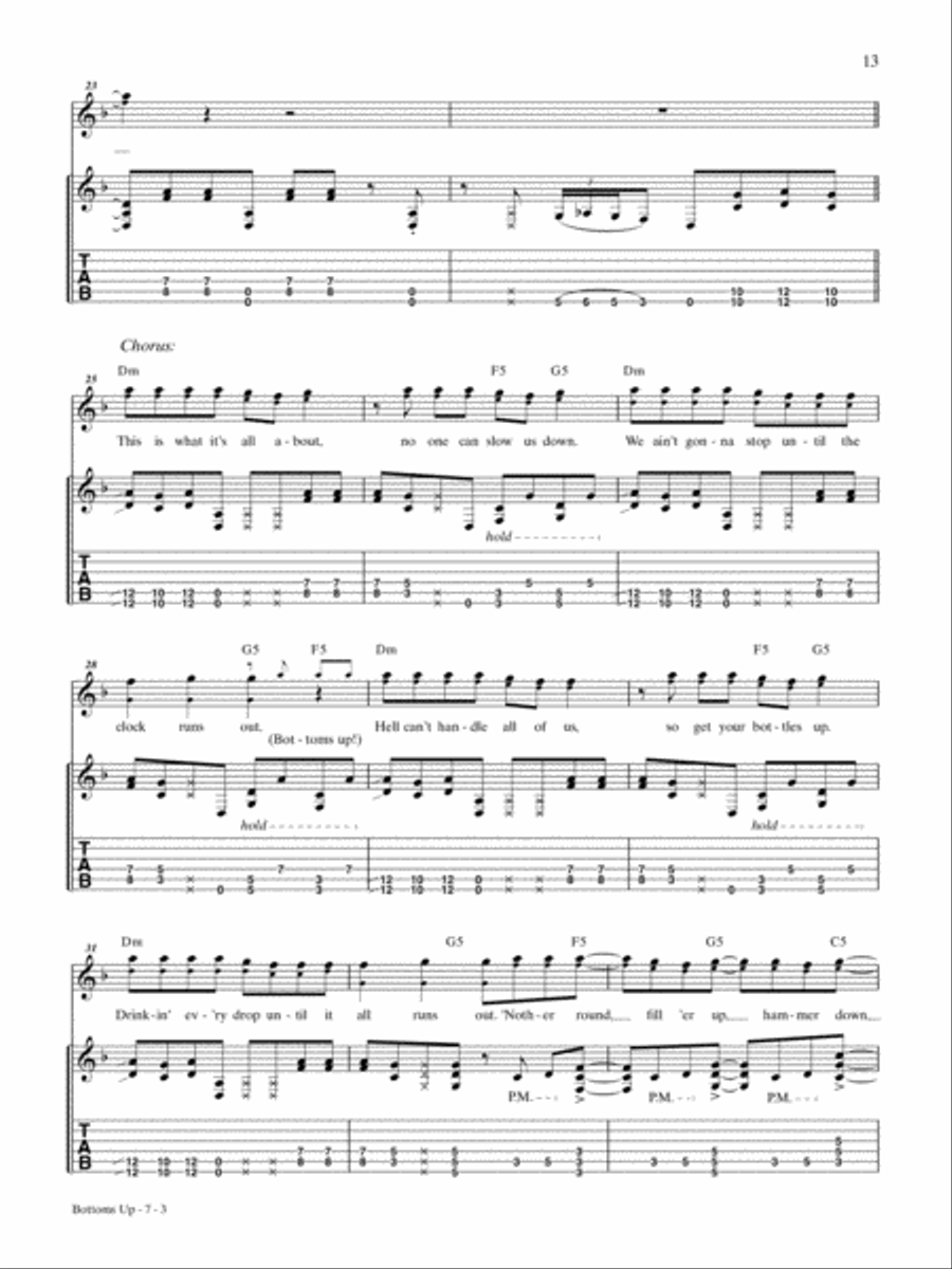 Bottoms Up Guitar Tablature scores gallery preview page 3
