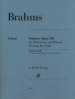 Book cover for Clarinet Sonata (or Viola) Op. 120 Nos. 1-2