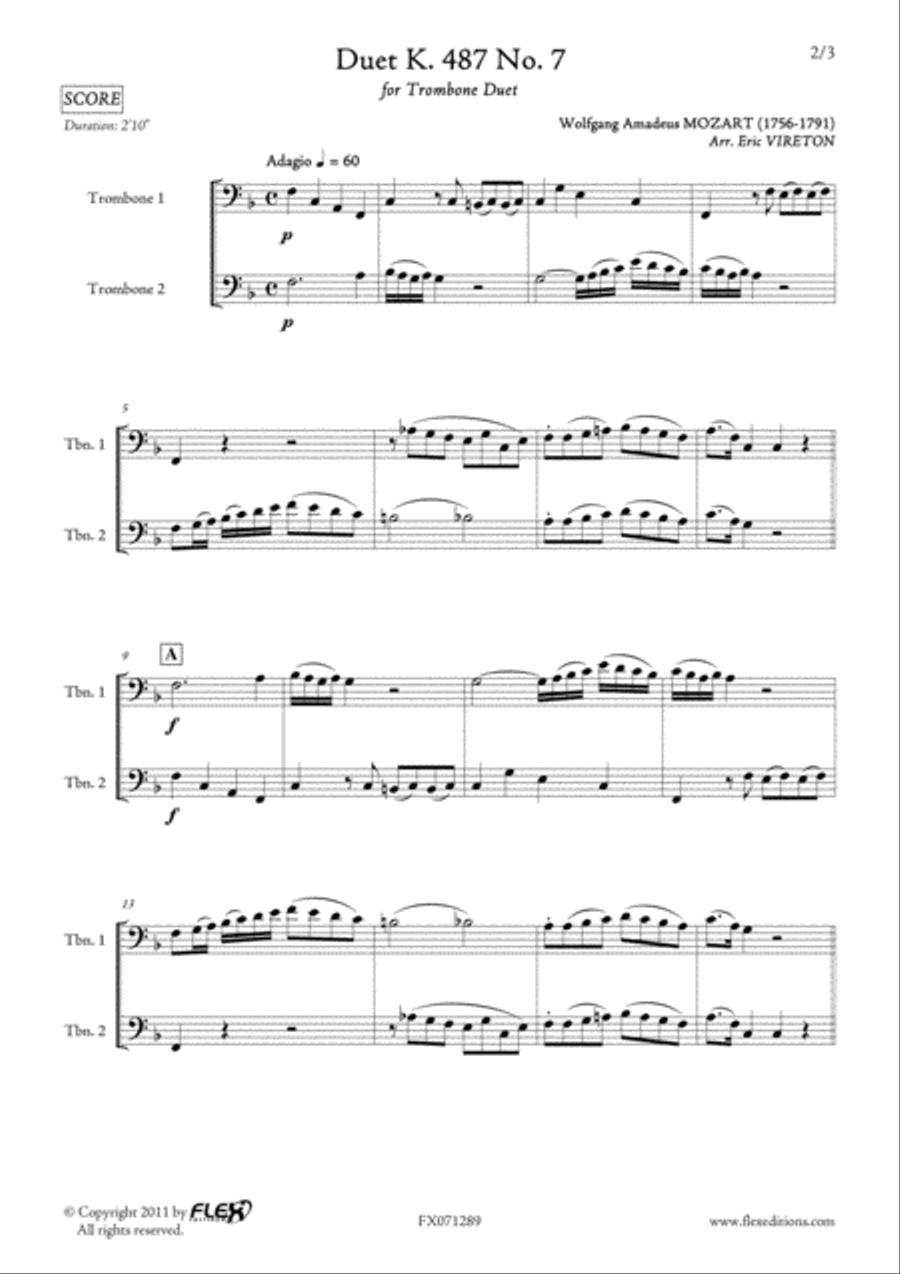 Duet K.487 No. 7 Trombone Duet scores gallery preview page 2