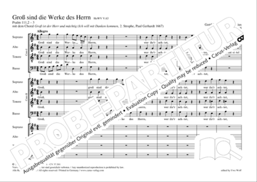 Gross sind die Werke des Herrn 4-Part scores gallery preview page 2