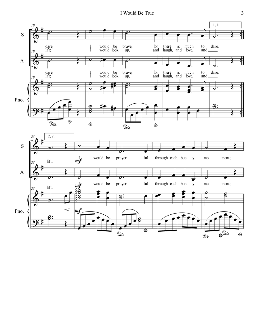 I Would Be True Alto Voice scores gallery preview page 3