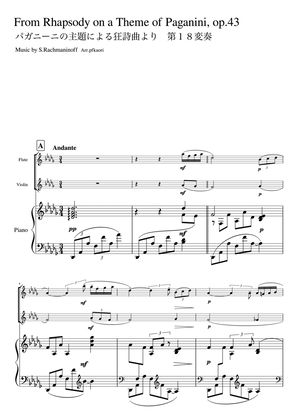 Book cover for "18th Theme from Rhapsody on a Theme of Paganini" piano trio / flute &violin