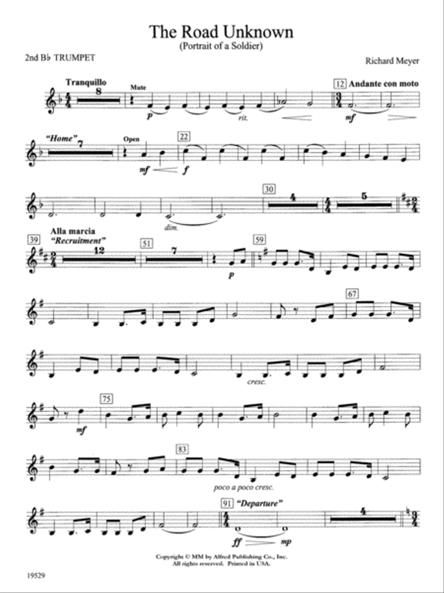 The Road Unknown: 2nd B-flat Trumpet Concert Band scores gallery preview page 1