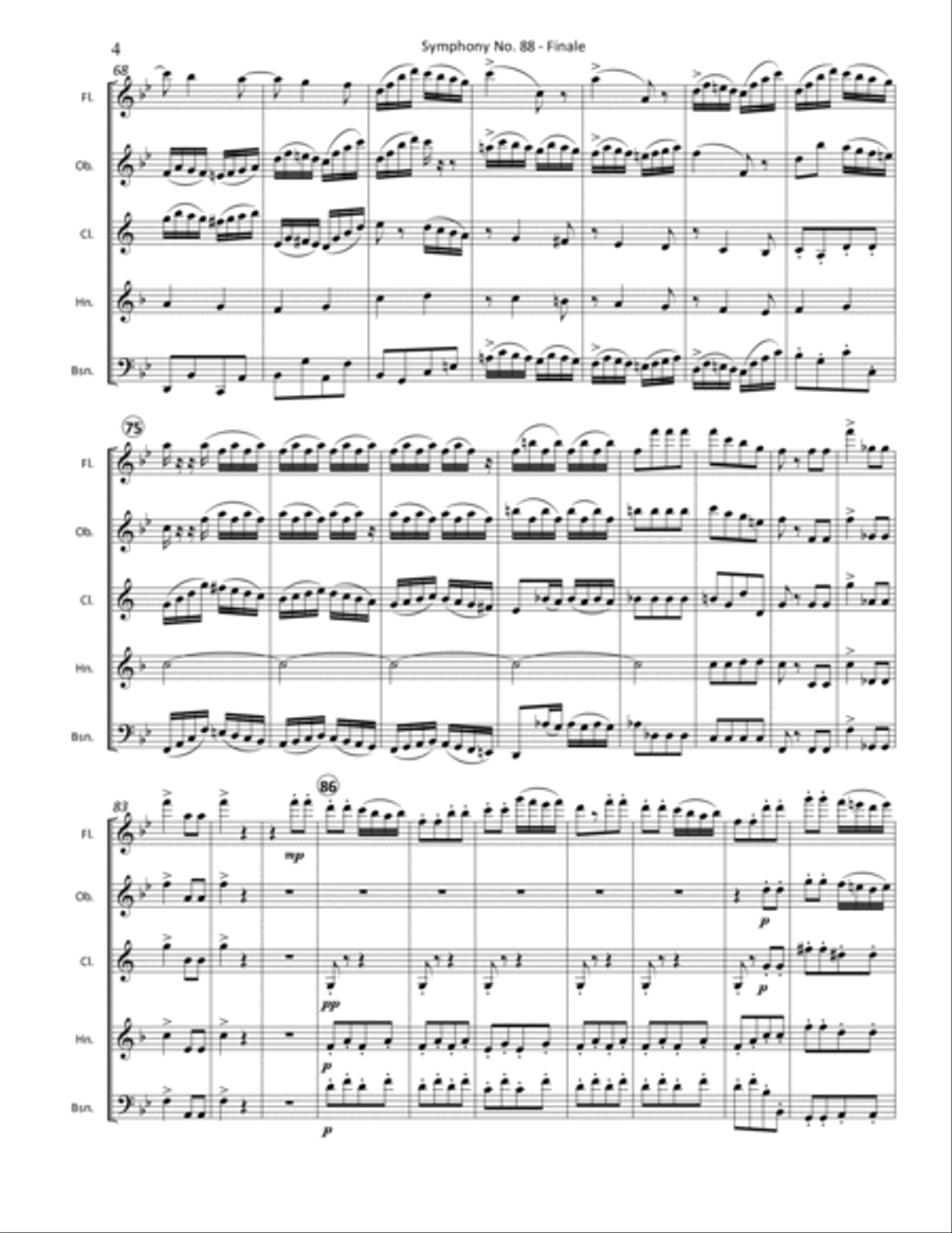 Symphony No. 88 Finale (4th Movement) for Woodwind Quintet Woodwind Quintet scores gallery preview page 5