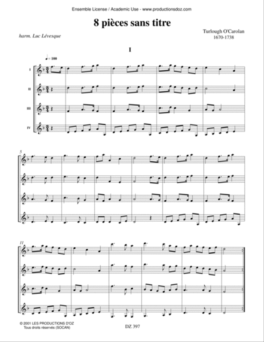 8 pièces sans titre Guitar Ensemble scores gallery preview page 2