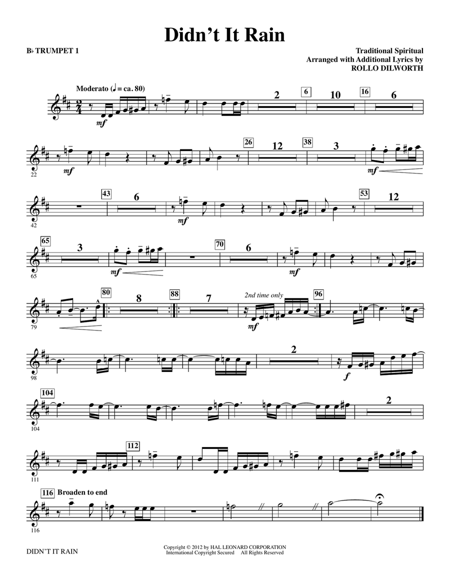 Didn't It Rain - Bb Trumpet 1