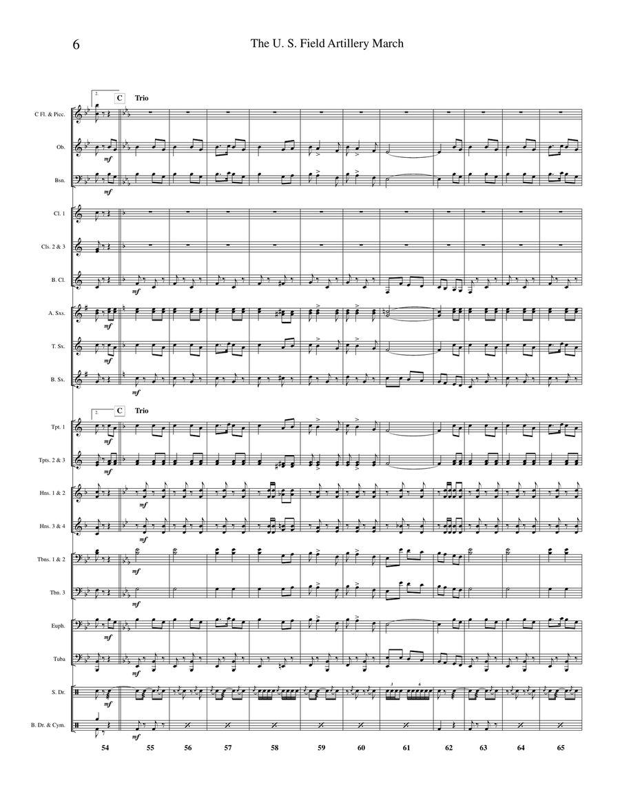 The United States Field Artillery March Concert Band scores gallery preview page 5
