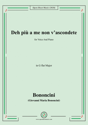 Bononcini,G.M.-Deh più a me non v'ascondete,in G flat Major,for Voice and Piano