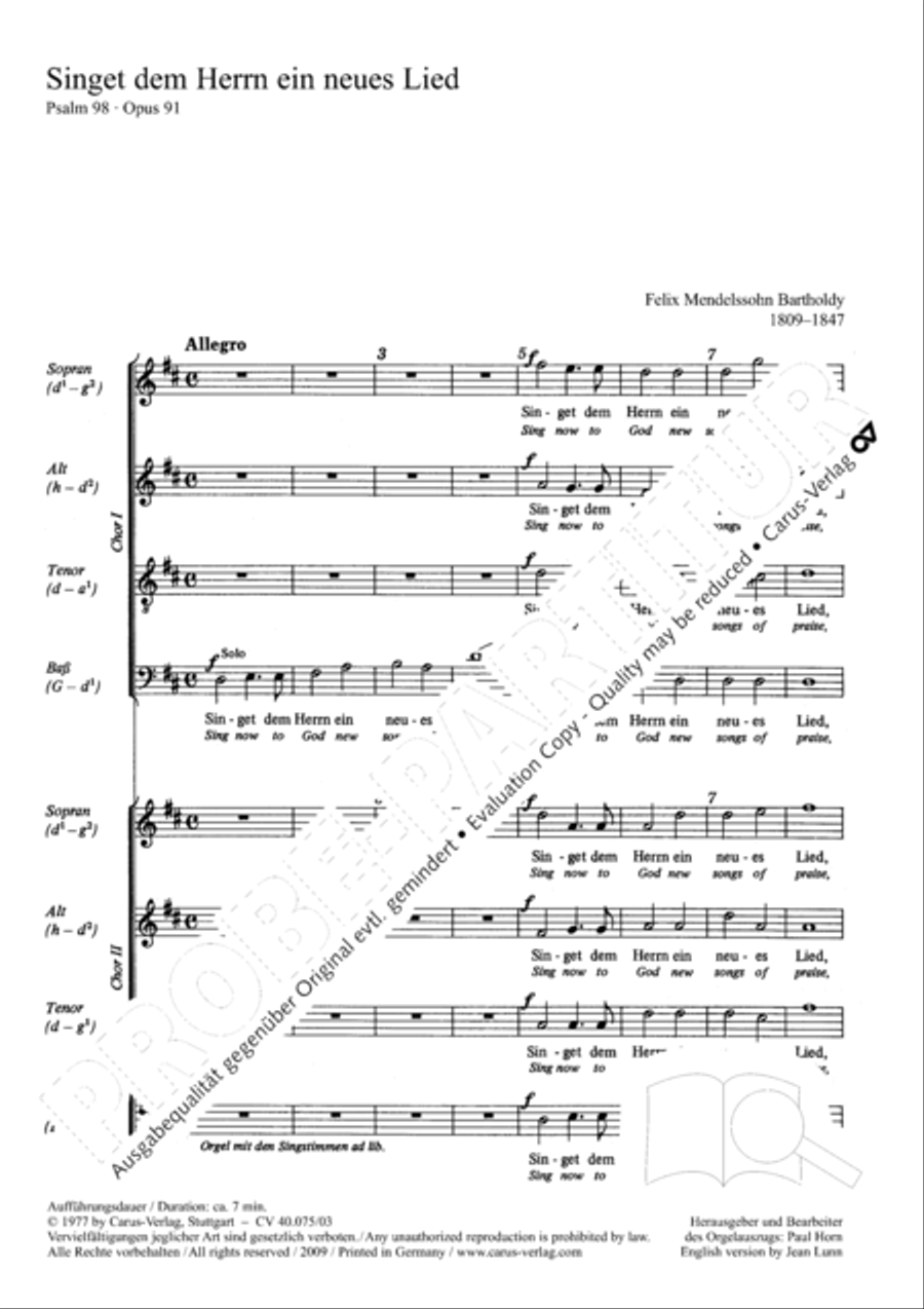 Psalm 98 (Der 98. Psalm) Psalm 98 (Der 98. Psalm) 4-Part scores gallery preview page 2