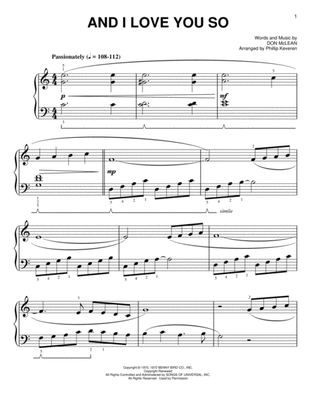 Book cover for And I Love You So [Classical version] (arr. Phillip Keveren)
