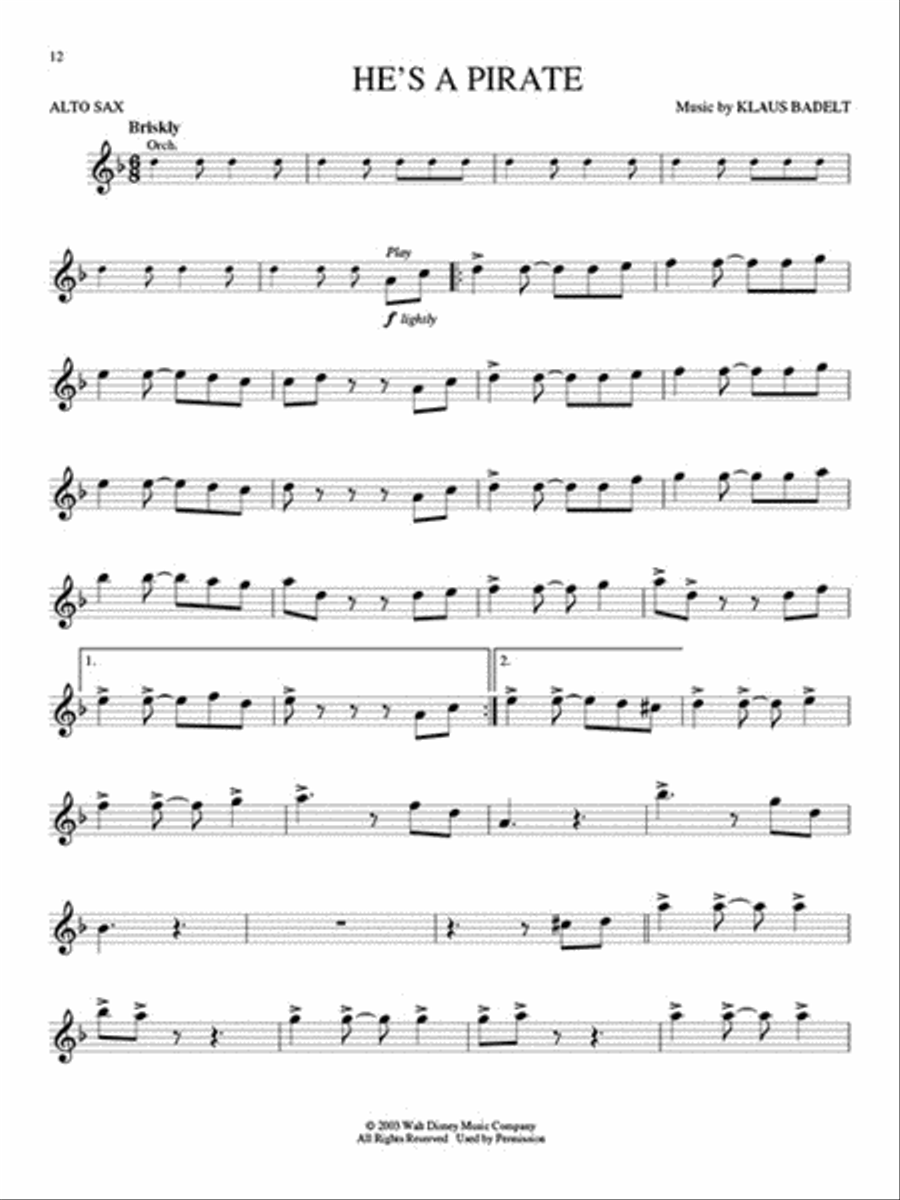 Pirates of the Caribbean Alto Saxophone scores gallery preview page 4