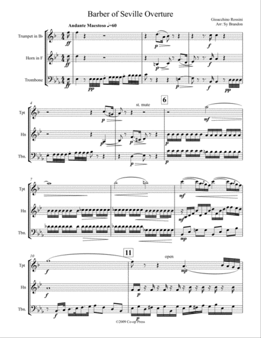 Barber of Seville Overture for Brass Trio