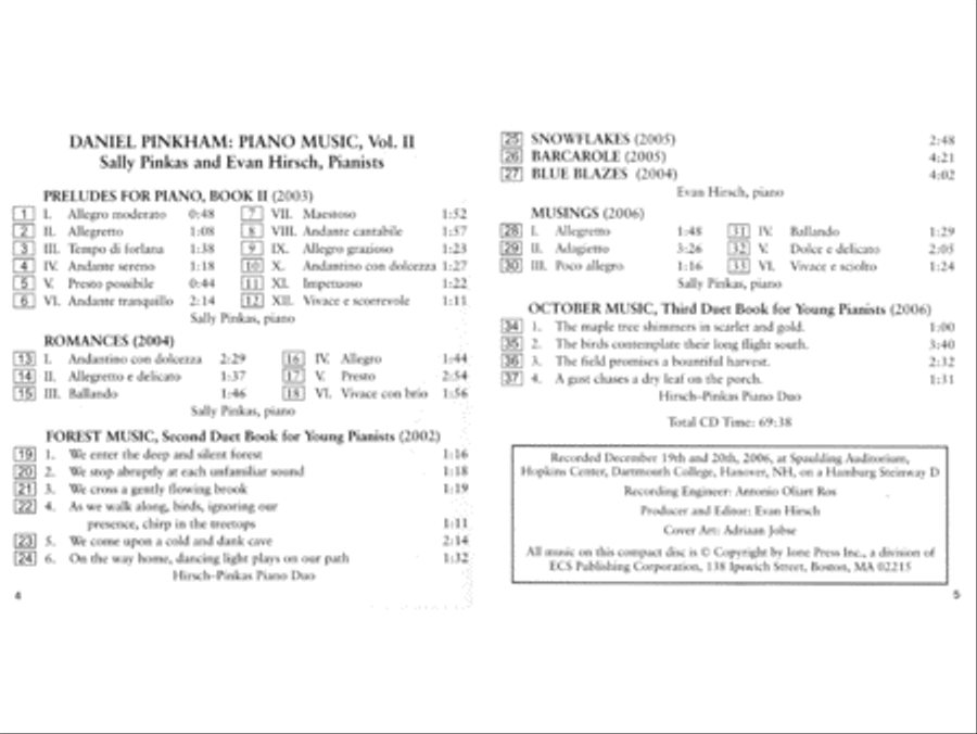 Daniel Pinkham: Piano Music, Volume II Piano scores gallery preview page 4