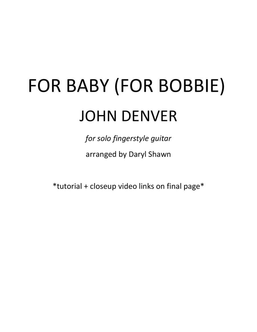 For Baby (for Bobbie) Guitar Tablature scores gallery preview page 1