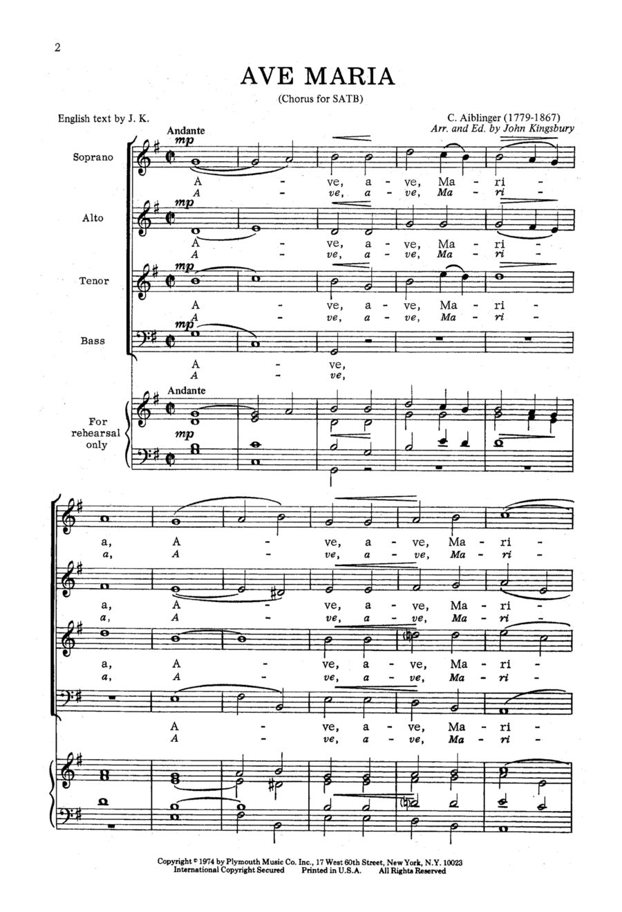 Ave Maria Ave Maria 4-Part scores gallery preview page 1