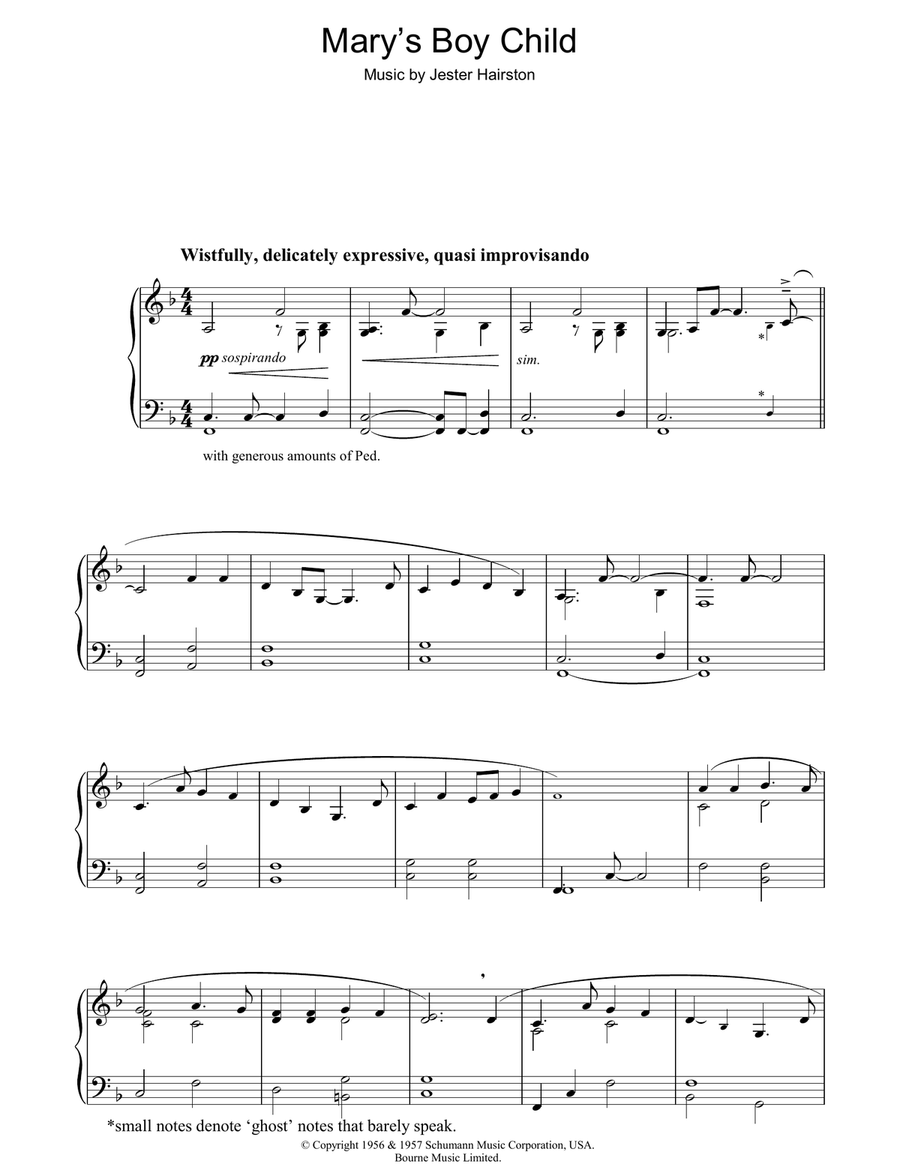 Mary's Boy Child Piano Solo scores gallery preview page 1