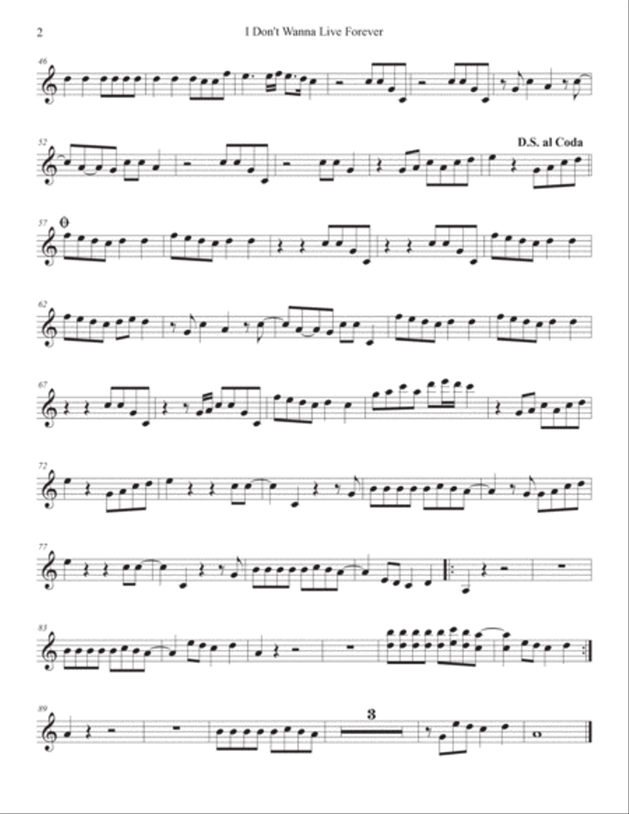 I Don't Wanna Live Forever (fifty Shades Darker) String Quartet scores gallery preview page 2