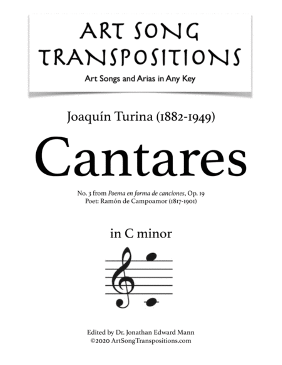 TURINA: Cantares, Op. 19 no. 3 (transposed to C minor) Voice scores gallery preview page 1