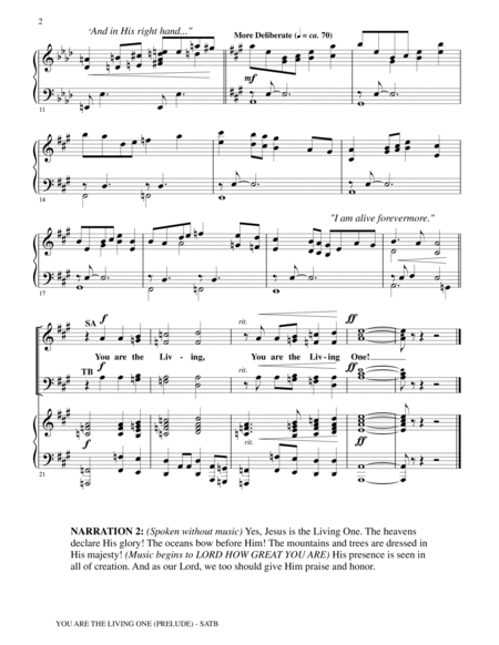 EASTER MUSICAL, YOU ARE THE LIVING ONE by Gary Lanier for SATB Choir. (Includes Choir/Piano Score & image number null