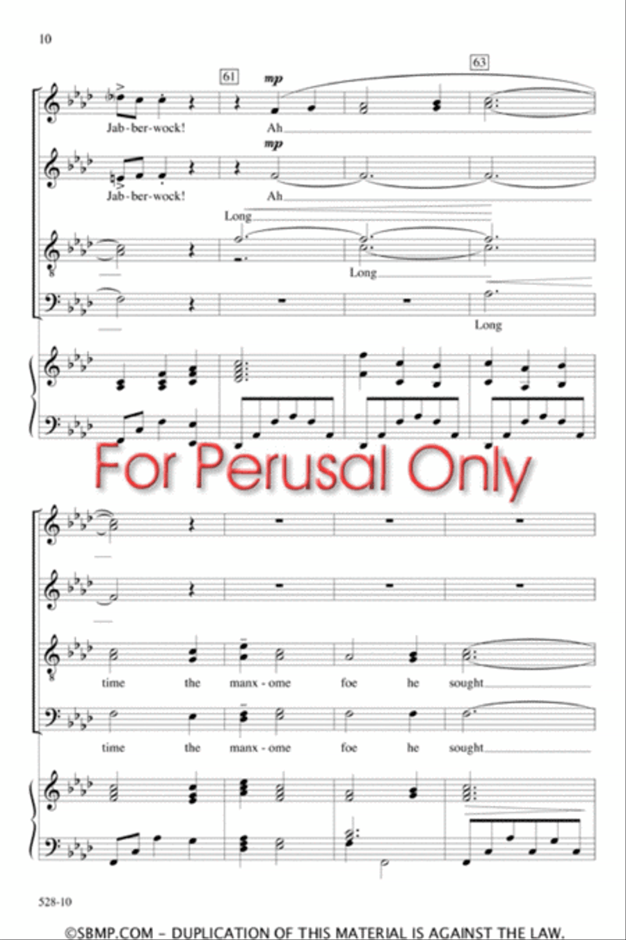 Jabberwocky - SATB Octavo 4-Part scores gallery preview page 9
