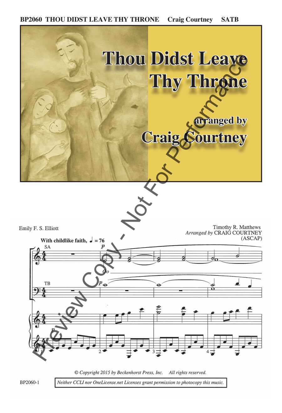 Thou Didst Leave Thy Throne 4-Part scores gallery preview page 2