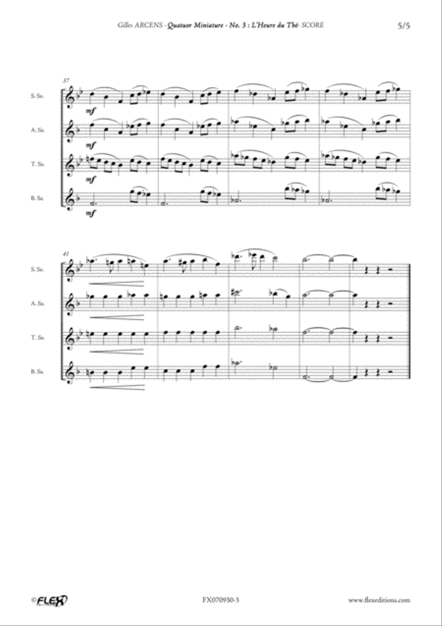 Quartet Miniature No. 3 Saxophone Quartet scores gallery preview page 5
