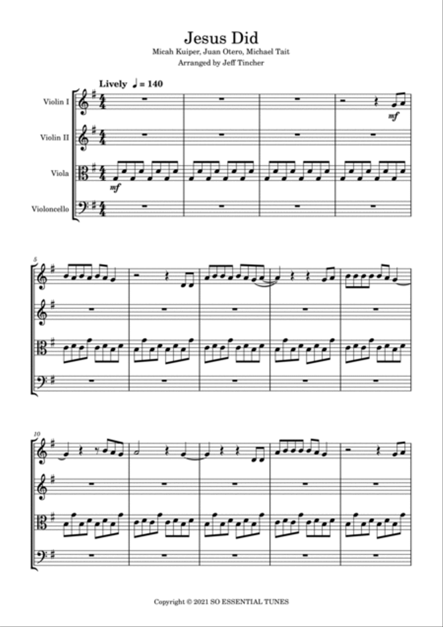 Jesus Did String Quartet scores gallery preview page 2