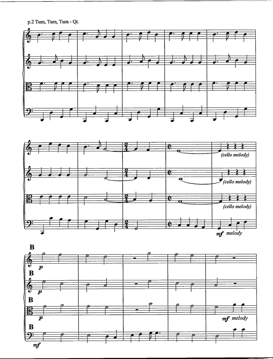 Turn! Turn! Turn! (To Everything There Is A Season) String Quartet scores gallery preview page 3