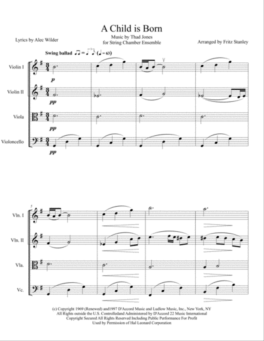 A Child Is Born A Child Is Born String Quartet scores gallery preview page 2