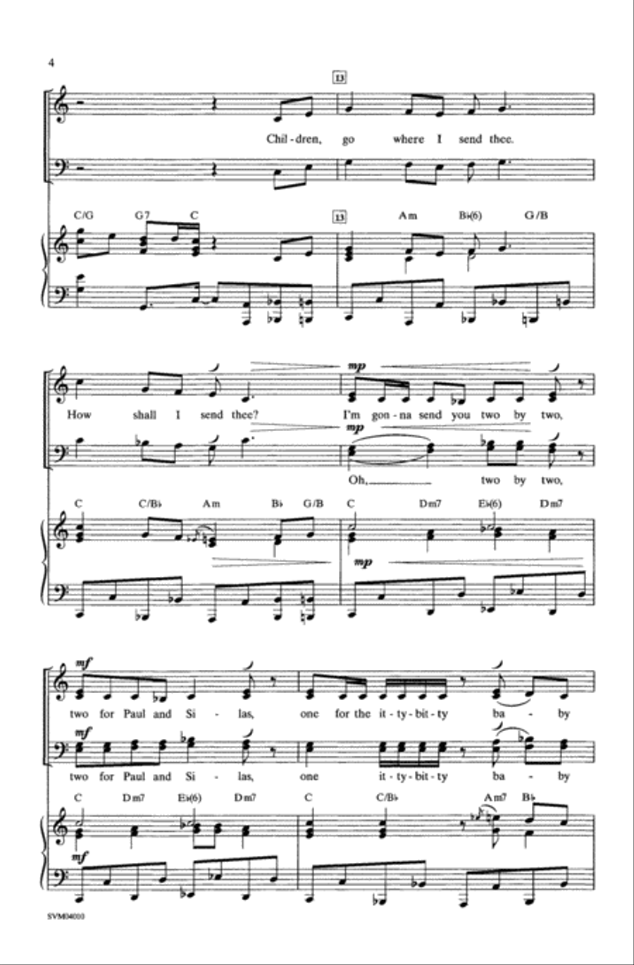 Children, Go Where I Send Thee 4-Part scores gallery preview page 4