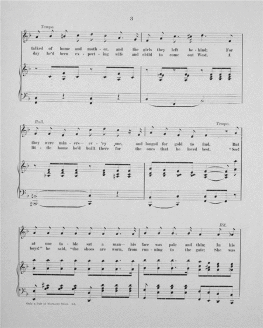 Only a Pair of Worn-Out Shoes. A Song of the Klondike Gold Fields Voice scores gallery preview page 3