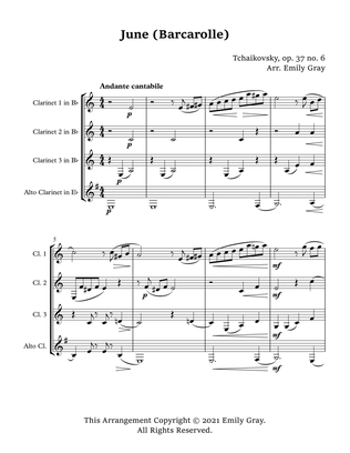 June:Barcarolle (Clarinet Quartet With Alto Clarinet)