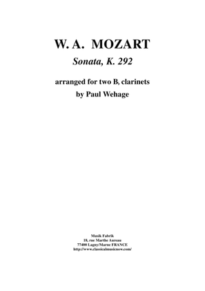 Book cover for Wolfgang Amadeus Mozart: Sonata in Bb K. 292 for two Bb clarinets