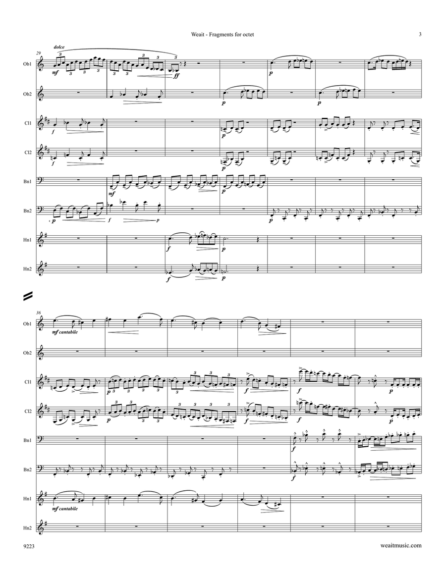 Fragments for wind octet (3’50) Large Ensemble scores gallery preview page 3