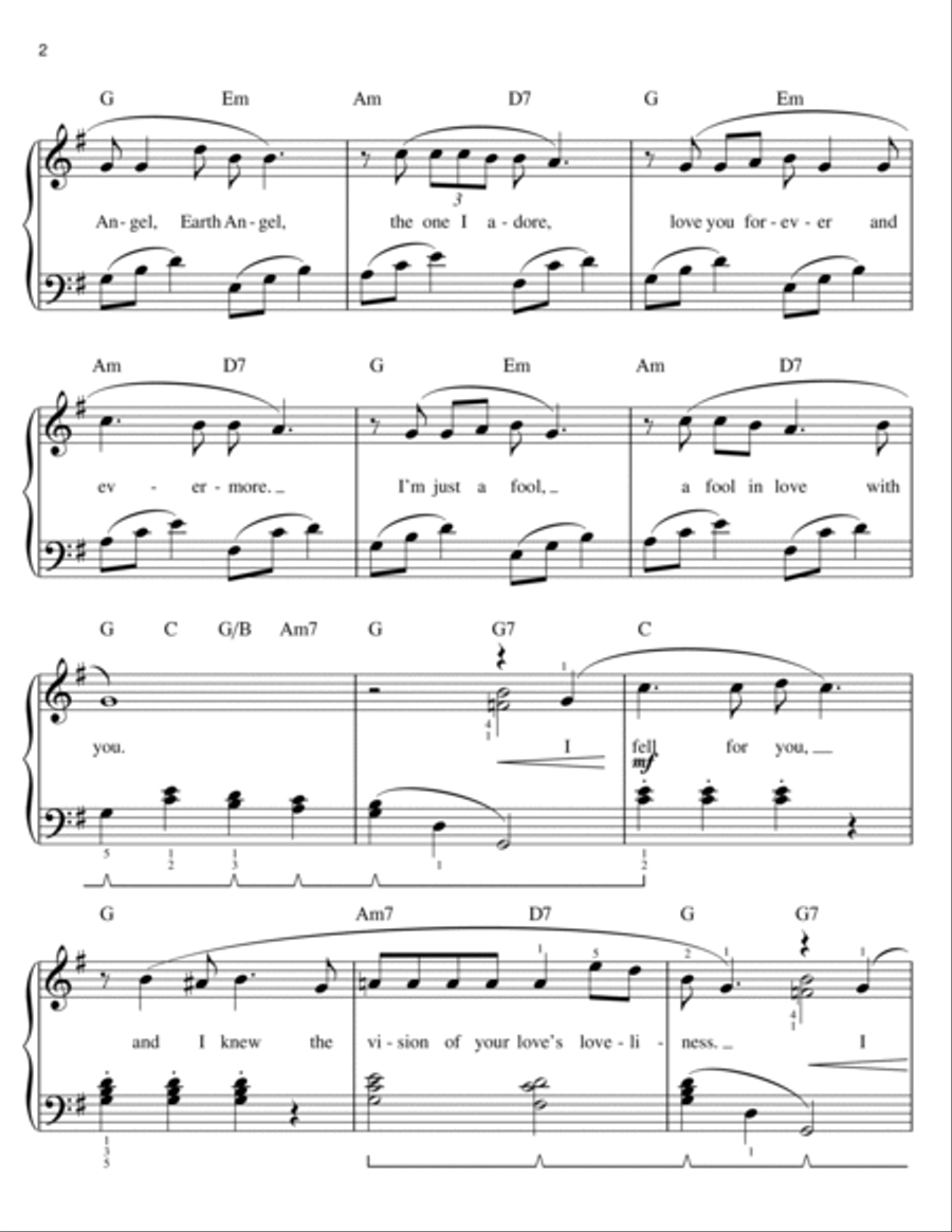 Earth Angel (arr. Phillip Keveren) Easy Piano scores gallery preview page 2